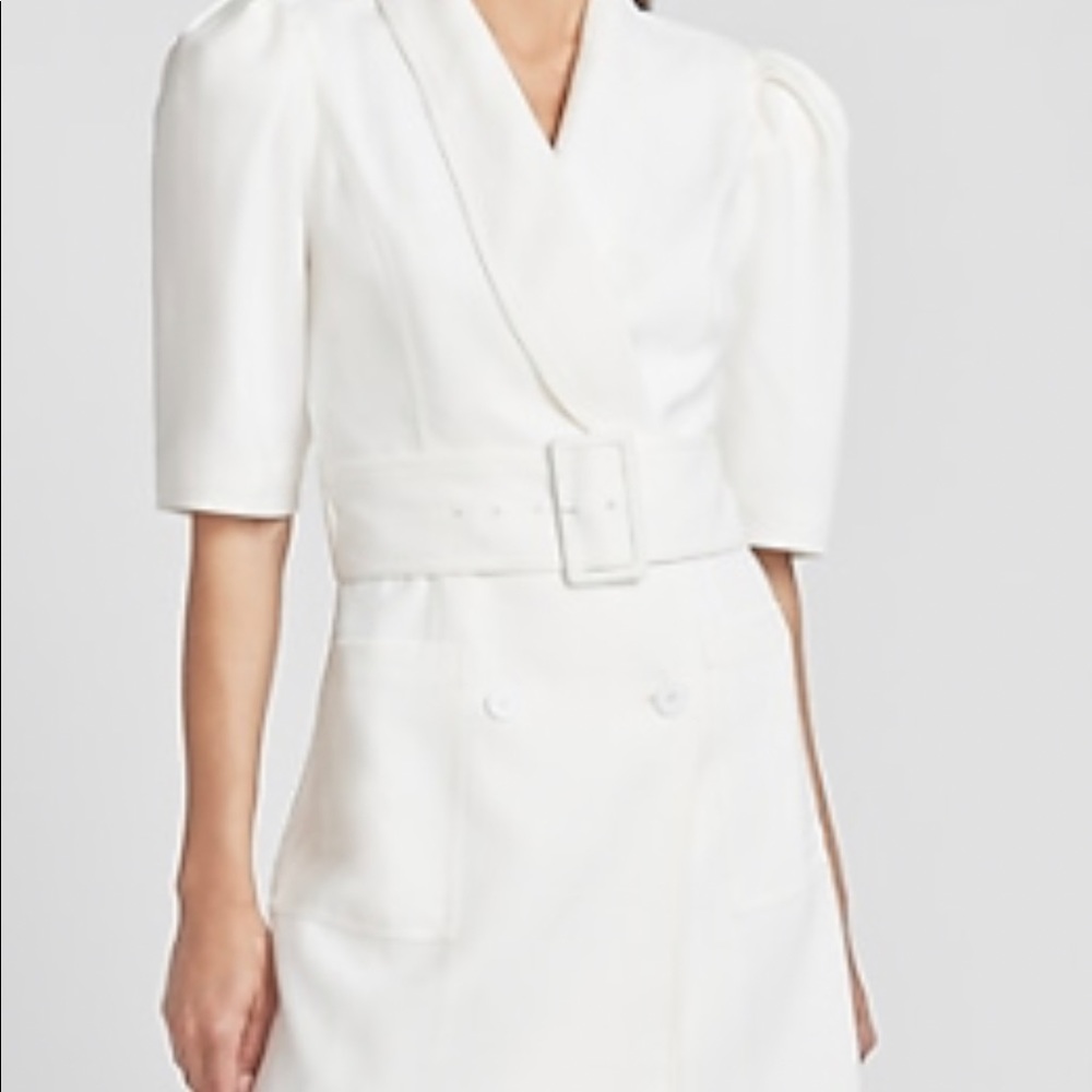 White Lady Gang Belted Puff Sleeve Blazer Dress